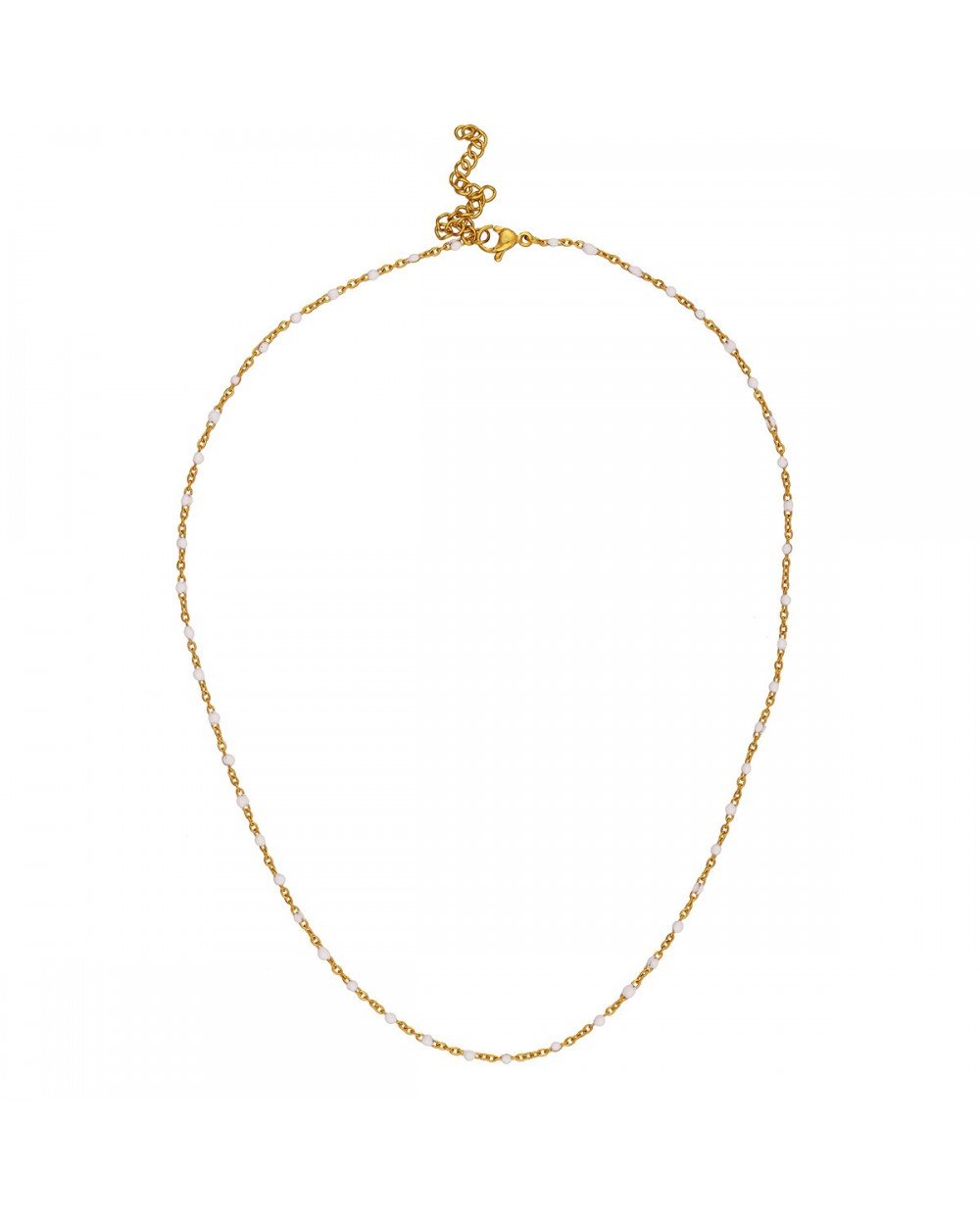 Κολιέ Excite Fashion Jewellery λευκό ροζάριο με ατσάλινη αλυσίδα. K-1620-01-17-55 Κοσμήματα Κολιέ Excite Fashion Jewellery λευκό ροζάριο με ατσάλινη αλυσίδα. K-1620-01-17-55 Κοσμήματα