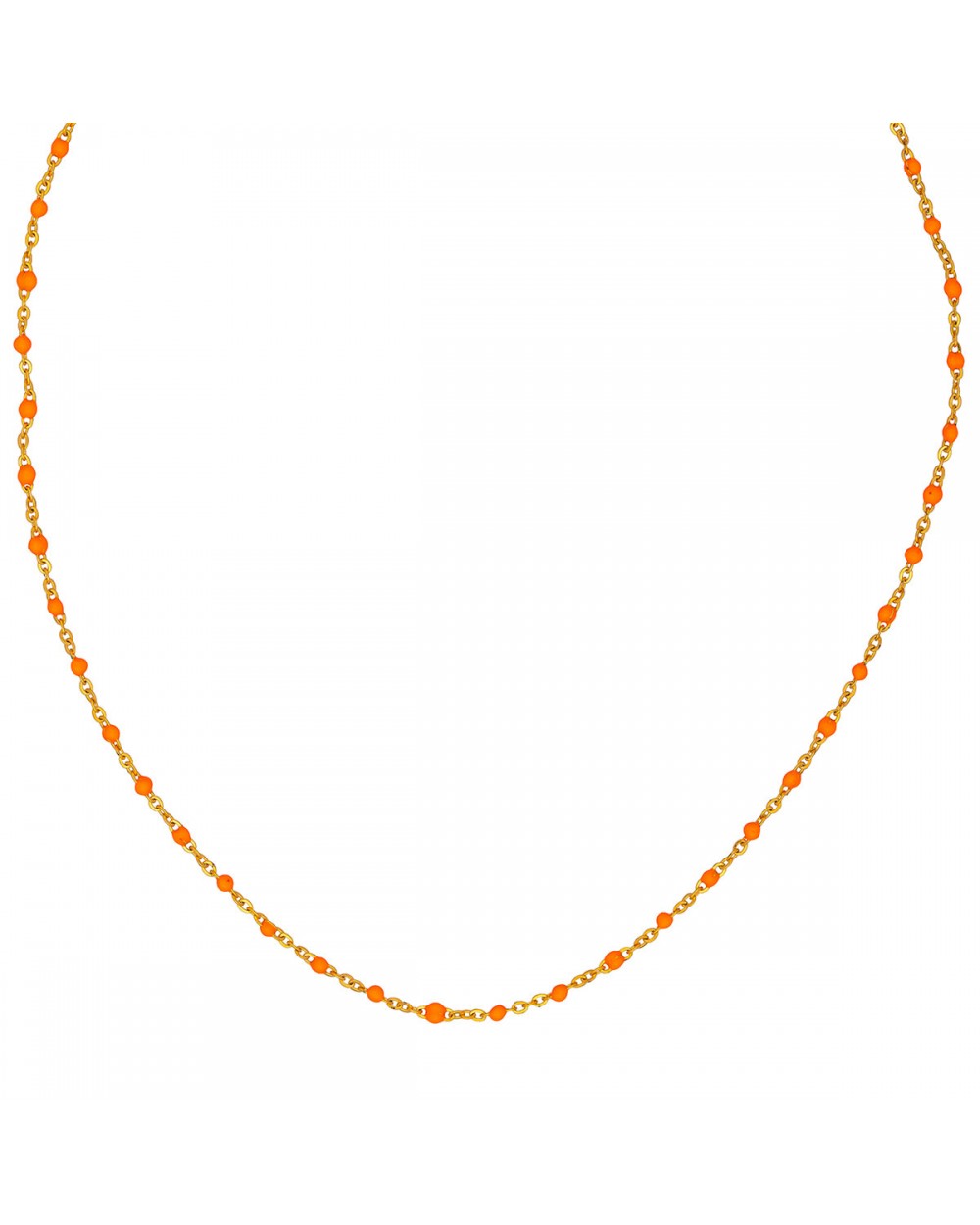 Κολιέ από την  Excite Fashion Jewellery πορτοκαλί  ροζάριο με ατσάλινη επίχρυση αλυσίδα. K-1620-01-20-55 Κοσμήματα