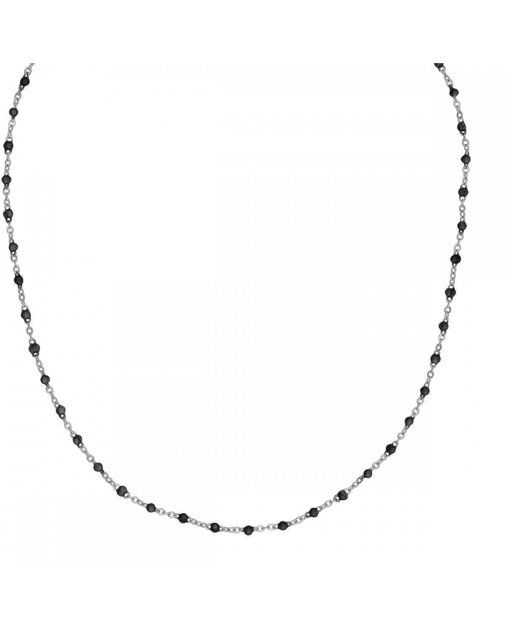 Κολιέ Excite fashion jewellery ροζάριο με μαύρες πέτρες και ατσάλινη αλυσίδα. K-1620-03-06-55 Κοσμήματα Κολιέ Excite fashion jewellery ροζάριο με μαύρες πέτρες και ατσάλινη αλυσίδα. K-1620-03-06-55 Κοσμήματα