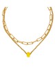 Διπλό κολιέ Excite Fashion Jewellery με κίτρινη χάντρα και διαμανταρισμένη αλυσίδα με οβάλ κρίκους από επιχρυσωμένο ανοξείδωτο ατσάλι. K-1719-01-16-79 Κοσμήματα Διπλό κολιέ Excite Fashion Jewellery με κίτρινη χάντρα και διαμανταρισμένη αλυσίδα με οβάλ κρίκους από επιχρυσωμένο ανοξείδωτο ατσάλι. K-1719-01-16-79 Κοσμήματα
