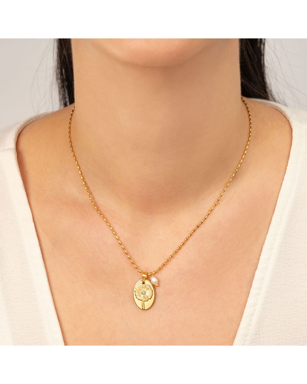 Χρυσό Ατσάλινο Κολιέ με Λουλούδι & Πέρλα – Excite Fashion Jewellery K-1848-1 Κοσμήματα Χρυσό Ατσάλινο Κολιέ με Λουλούδι & Πέρλα – Excite Fashion Jewellery K-1848-1 Κοσμήματα