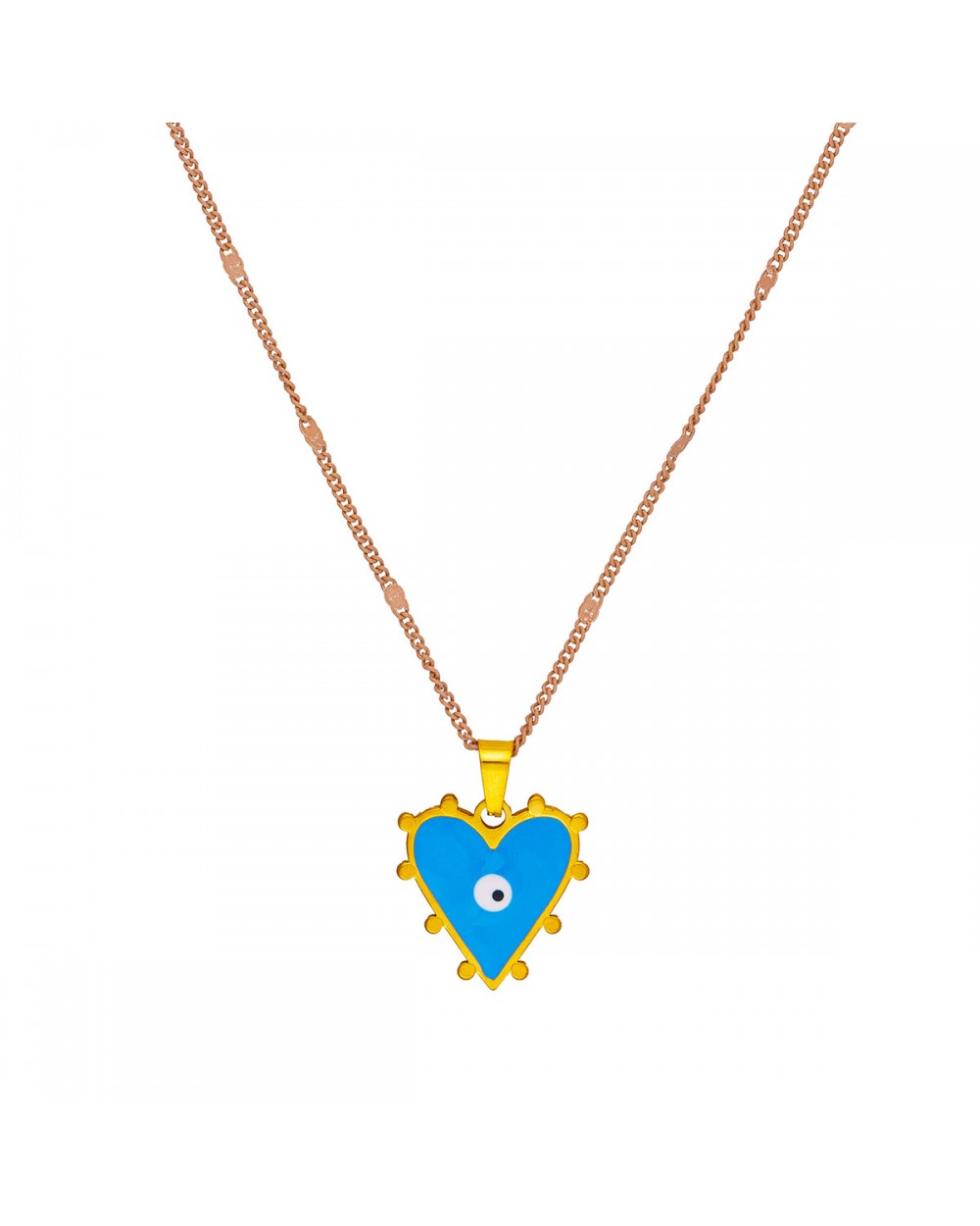 Χρυσό Ατσάλινο Κολιέ  καρδιά με ματάκι – Excite Fashion Jewellery K-1854-14 Κοσμήματα