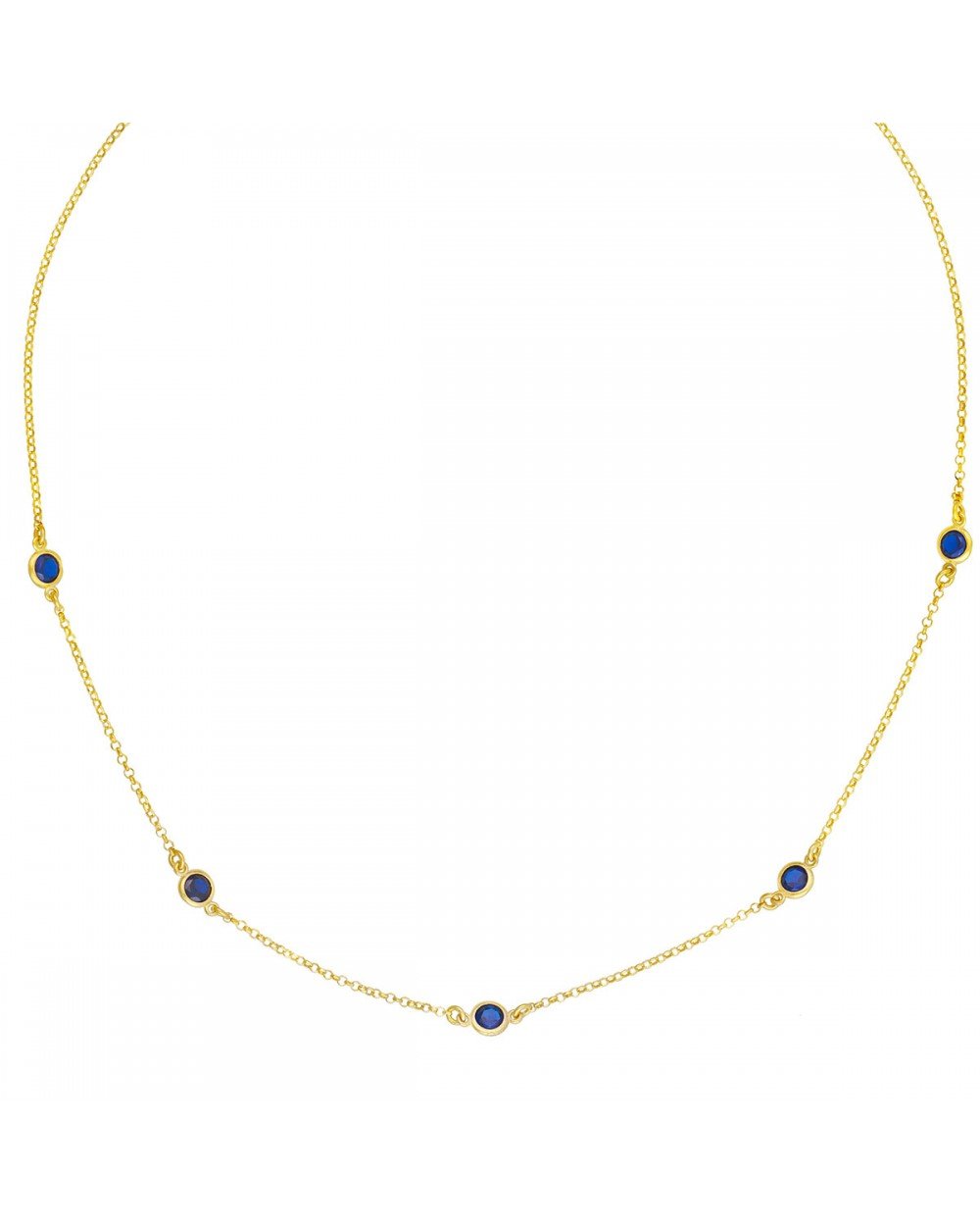 Κολιέ Excite fashion jewellery με σειρά μπλέ ζιργκόν από επιπλατινωμένο ασήμι 925. K-68-MPLE-G-105 Κοσμήματα Κολιέ Excite fashion jewellery με σειρά μπλέ ζιργκόν από επιπλατινωμένο ασήμι 925. K-68-MPLE-G-105 Κοσμήματα