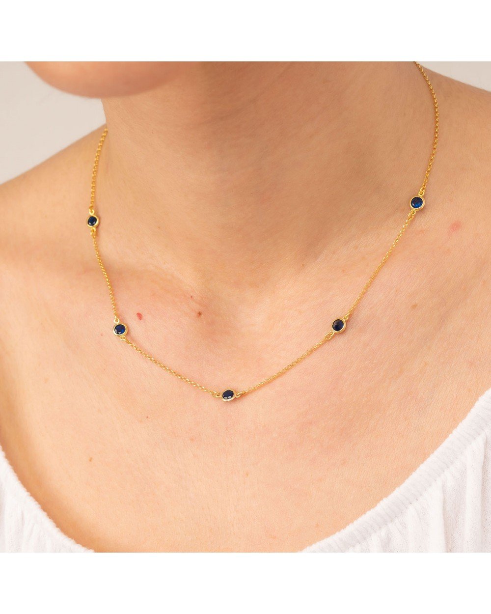 Κολιέ Excite fashion jewellery με σειρά μπλέ ζιργκόν από επιπλατινωμένο ασήμι 925. K-68-MPLE-G-105 Κοσμήματα Κολιέ Excite fashion jewellery με σειρά μπλέ ζιργκόν από επιπλατινωμένο ασήμι 925. K-68-MPLE-G-105 Κοσμήματα
