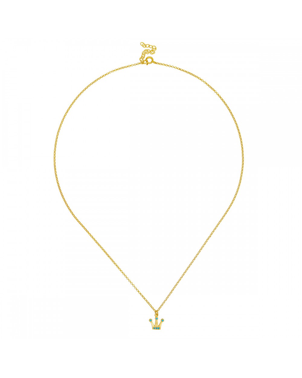 Κολιέ Excite Fashion Jewellery κορωνίτσα με τυρκουάζ ζιργκόν, από επιχρυσωμένο ασήμι 925 K-93-TYRK-G-86 Κοσμήματα Κολιέ Excite Fashion Jewellery κορωνίτσα με τυρκουάζ ζιργκόν, από επιχρυσωμένο ασήμι 925 K-93-TYRK-G-86 Κοσμήματα