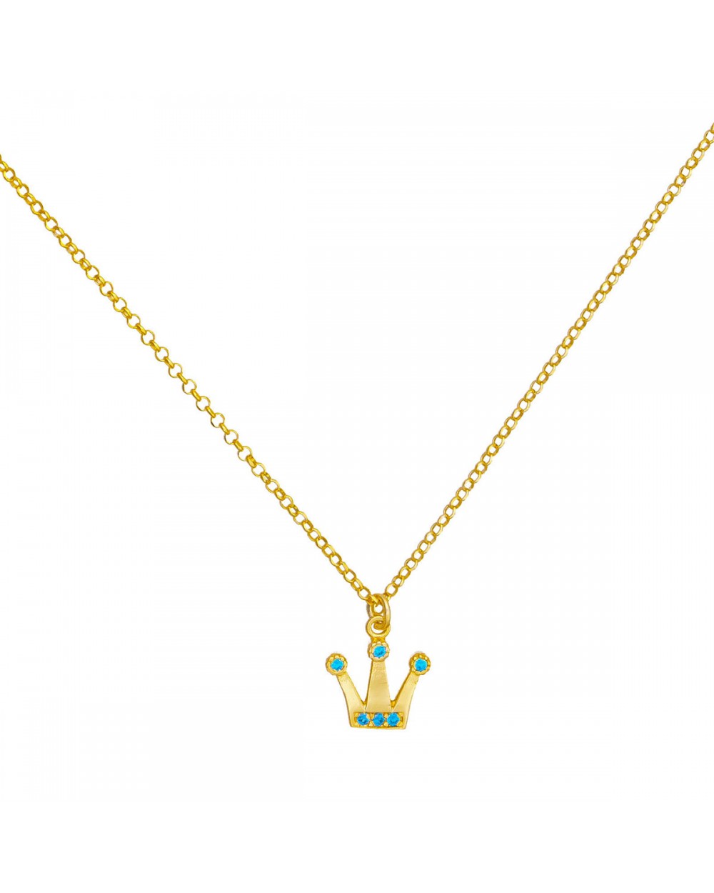 Κολιέ Excite Fashion Jewellery κορωνίτσα με τυρκουάζ ζιργκόν, από επιχρυσωμένο ασήμι 925 K-93-TYRK-G-86 Κοσμήματα Κολιέ Excite Fashion Jewellery κορωνίτσα με τυρκουάζ ζιργκόν, από επιχρυσωμένο ασήμι 925 K-93-TYRK-G-86 Κοσμήματα