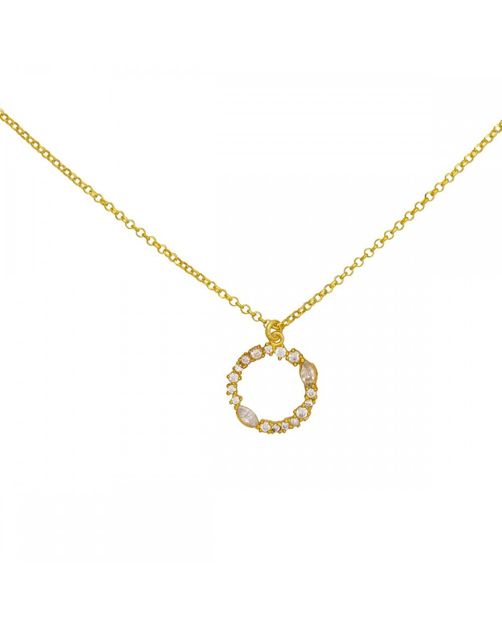 Κολιέ μονόγραμμα Ο Excite fashion Jewellery με λευκά ζιργκόν επιχρυσωμένο ασήμι 925, . K-MON-O-G-95 Κοσμήματα Κολιέ μονόγραμμα Ο Excite fashion Jewellery με λευκά ζιργκόν επιχρυσωμένο ασήμι 925, . K-MON-O-G-95 Κοσμήματα