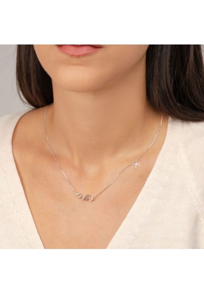 Κολιέ σπιράλ  με λευκά ζιργκόν από ασήμι 925 με επιπλατίνωση 18κ. της Excite Fashion Jewellery. N0729803-S