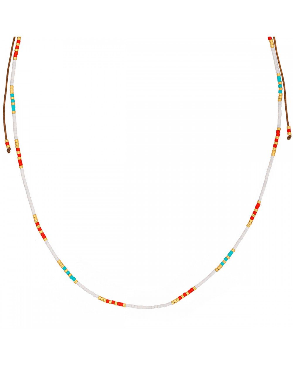 Κολιέ Boho της Excite Fashion Jewellery, με λευκές, κόκκινες, τιρκουάζ και χρυσές χάντρες από επιχρυσωμένο ατσάλι. N-110430-55 Κοσμήματα Κολιέ Boho της Excite Fashion Jewellery, με λευκές, κόκκινες, τιρκουάζ και χρυσές χάντρες από επιχρυσωμένο ατσάλι. N-110430-55 Κοσμήματα
