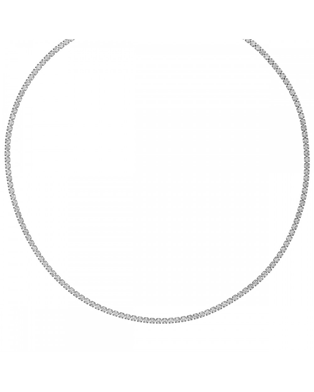 Ατσάλινο κολιέ με λευκά ζιργκόν της Excite Fashion Jewellery. N-5309-S Κοσμήματα