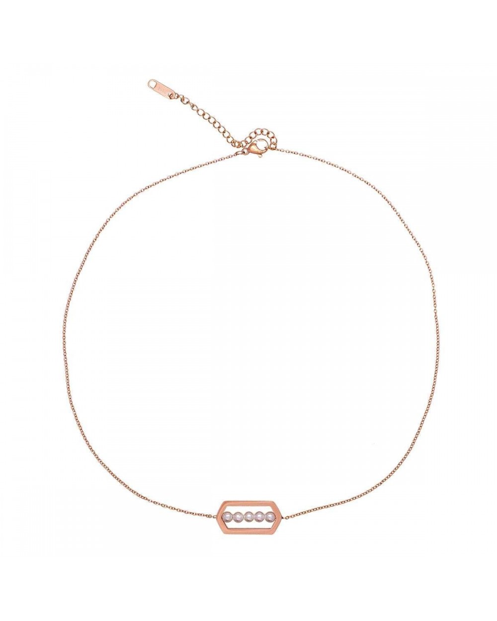 Short necklace with small pearls made of stainless steel. Available in Silver, gold, rose gold colors. N-89-060RG Κοσμήματα Short necklace with small pearls made of stainless steel. Available in Silver, gold, rose gold colors. N-89-060RG Κοσμήματα
