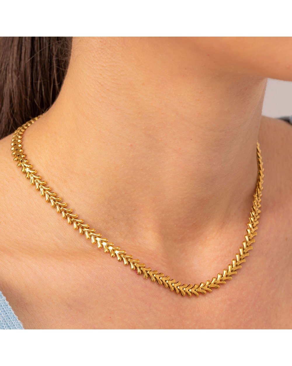 Κομψό κολιέ από την Excite fashion jewellery, σχέδιο V από επιχρυσωμένο ανοξείδωτο ατσάλι. N-YH1057A-G-69 Κοσμήματα Κομψό κολιέ από την Excite fashion jewellery, σχέδιο V από επιχρυσωμένο ανοξείδωτο ατσάλι. N-YH1057A-G-69 Κοσμήματα