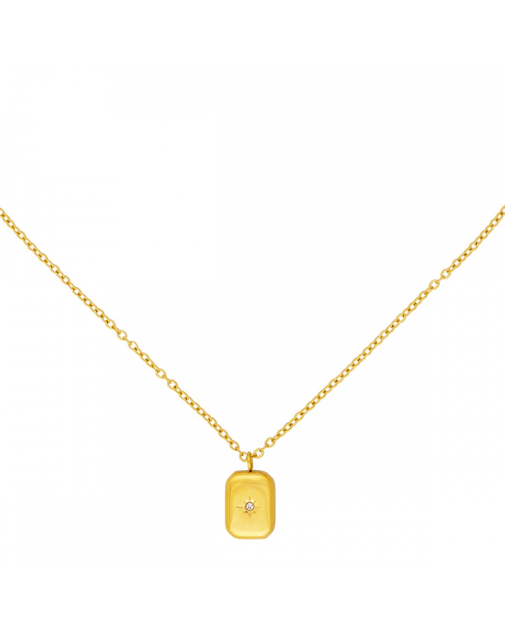 Κολιέ Excite Fashion Jewellery, πλακέτα, αστέρι της Βηθλεέμ με λευκό ζιργκόν από ανοξείδωτο επιχρυσωμένο ατσάλι. N-YH2231A-G-65 Κοσμήματα Κολιέ Excite Fashion Jewellery, πλακέτα, αστέρι της Βηθλεέμ με λευκό ζιργκόν από ανοξείδωτο επιχρυσωμένο ατσάλι. N-YH2231A-G-65 Κοσμήματα