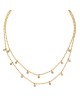 Κολιέ διπλή αλυσίδα dots Excite Fashion Jewellery με κρεμαστά λευκά ζιργκόν από επιχρυσωμένο ανοξείδωτο ατσάλι. N-YH365A-G-95 Κοσμήματα Κολιέ διπλή αλυσίδα dots Excite Fashion Jewellery με κρεμαστά λευκά ζιργκόν από επιχρυσωμένο ανοξείδωτο ατσάλι. N-YH365A-G-95 Κοσμήματα
