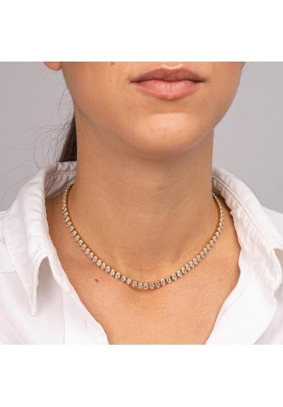 Κολιέ choker ριβιέρα Excite Fashion Jewellery με οβάλ λευκά  ζιργκόν από ανοξείδωτο επιχρυσωμένο ατσάλι. N-YH584A-WHITE-G-145 Κολιέ choker ριβιέρα Excite Fashion Jewellery με οβάλ λευκά  ζιργκόν από ανοξείδωτο επιχρυσωμένο ατσάλι. N-YH584A-WHITE-G-145