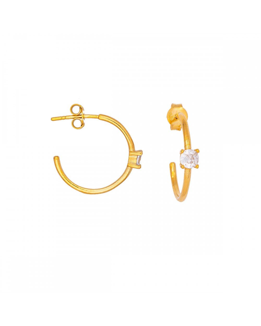 Κρικάκια Excite fashion jewellery απο επιχρυσωμένο ασήμι 925 με λευκά ζιργκόν. S-106-AS-G-83 Κοσμήματα