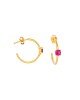 Κρικάκια Excite fashion jewellery απο επιπλατινωμένο ασήμι 925 με κόκκινο ζιργκόν. S-106-KOK-G-83 Κοσμήματα