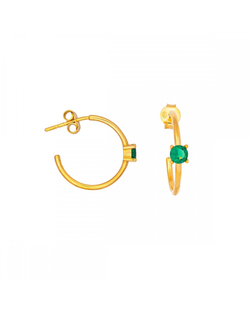 Κρικάκια Excite fashion jewellery απο επιπλατινωμένο ασήμι 925 με πράσινο ζιργκόν.S-106-PRAS-G-83 Κοσμήματα