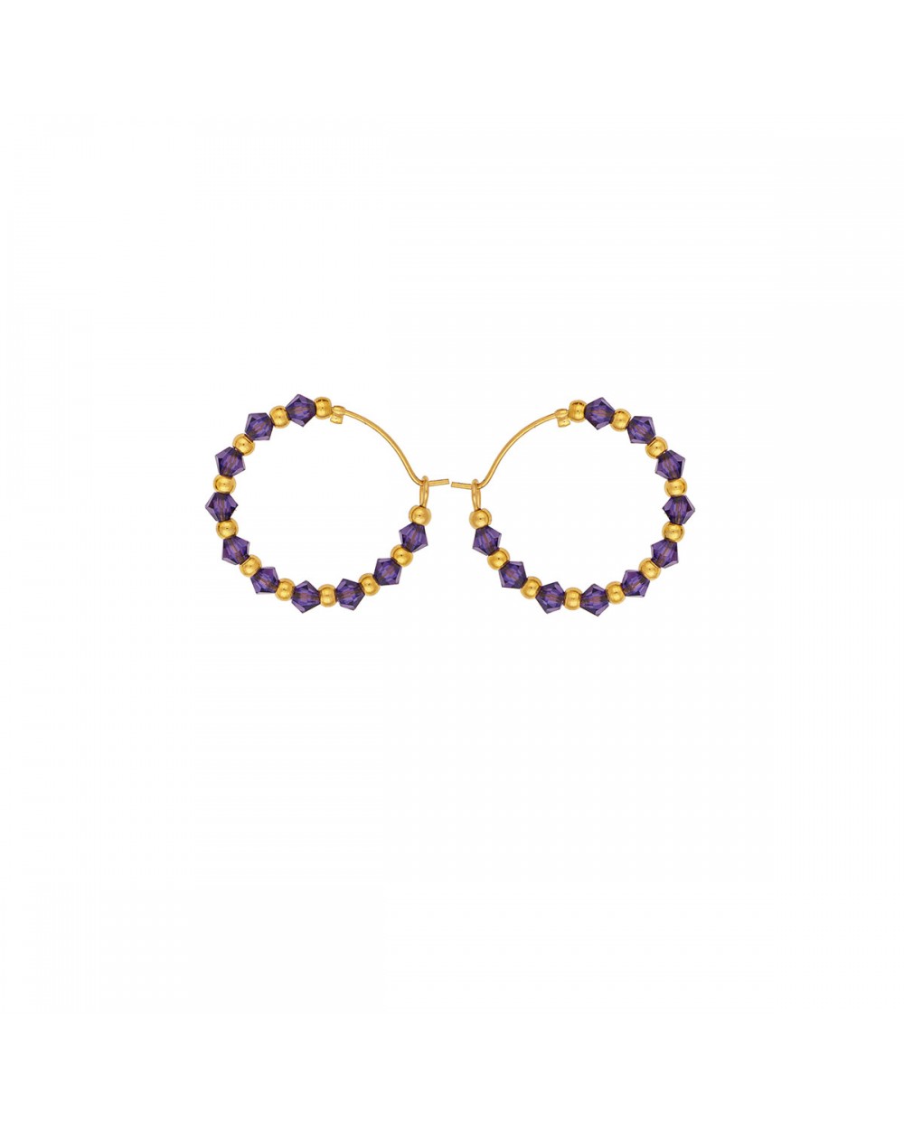 Κρίκοι Excite Fashion Jewellery, με μώβ κρυσταλλάκια και χρυσές χάντρες από ανοξείδωτο επιχρυσωμένο ατσάλι. S-1713-01-24-65 Κοσμήματα Κρίκοι Excite Fashion Jewellery, με μώβ κρυσταλλάκια και χρυσές χάντρες από ανοξείδωτο επιχρυσωμένο ατσάλι. S-1713-01-24-65 Κοσμήματα