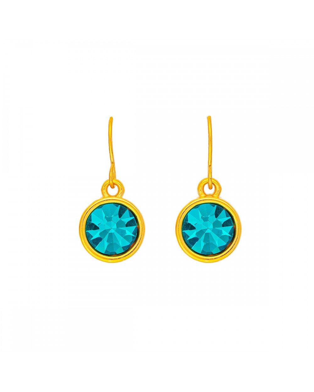 Χειροποίητα κρεμαστά σκουλαρίκια Excite Fashion Jewellery, πετρόλ κρύσταλλο  από επιχρυσωμένο ατσάλι. S-1726-01-29 Κοσμήματα