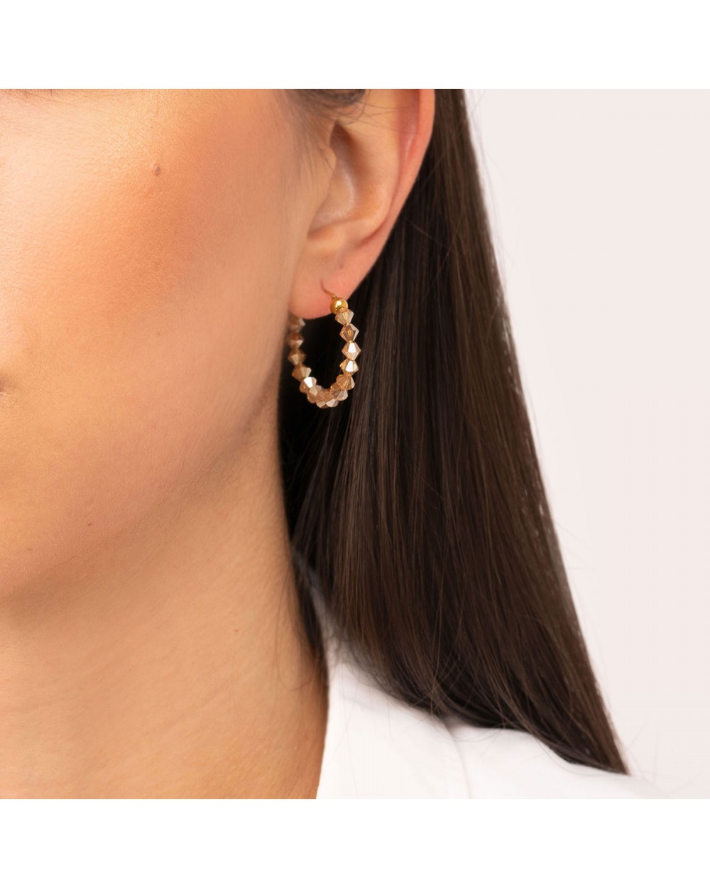 Κρίκοι από την Excite Fashion Jewellery, με κρυσταλλάκια χάντρες από ανοξείδωτο επιχρυσωμένο ατσάλι. S-1729-01-05-66 Κοσμήματα Κρίκοι από την Excite Fashion Jewellery, με κρυσταλλάκια χάντρες από ανοξείδωτο επιχρυσωμένο ατσάλι. S-1729-01-05-66 Κοσμήματα