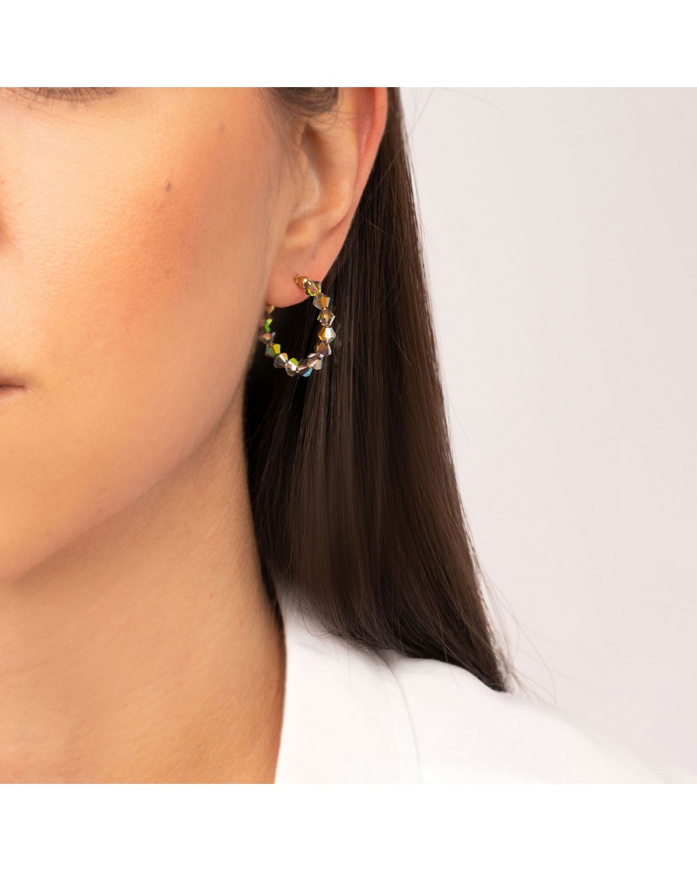 Κρίκοι Excite Fashion Jewellery, με πράσινα ιριδίζον κρυσταλλάκια από ανοξείδωτο επιχρυσωμένο ατσάλι. S-1730-01-04-55 Κοσμήματα Κρίκοι Excite Fashion Jewellery, με πράσινα ιριδίζον κρυσταλλάκια από ανοξείδωτο επιχρυσωμένο ατσάλι. S-1730-01-04-55 Κοσμήματα