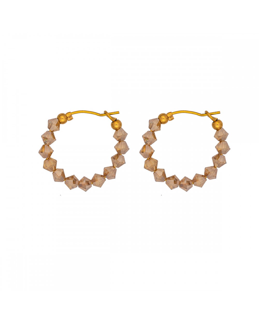Κρίκοι Excite Fashion Jewellery, από ανοξείδωτο επιχρυσωμένο ατσάλι με  κρυσταλλάκια σε nude απόχρωση. S-1730-01-05-55 Κοσμήματα