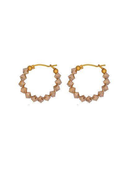 Κρίκοι Excite Fashion Jewellery, από ανοξείδωτο επιχρυσωμένο ατσάλι με  κρυσταλλάκια σε nude απόχρωση. S-1730-01-05-55 Κρίκοι Excite Fashion Jewellery, από ανοξείδωτο επιχρυσωμένο ατσάλι με  κρυσταλλάκια σε nude απόχρωση. S-1730-01-05-55