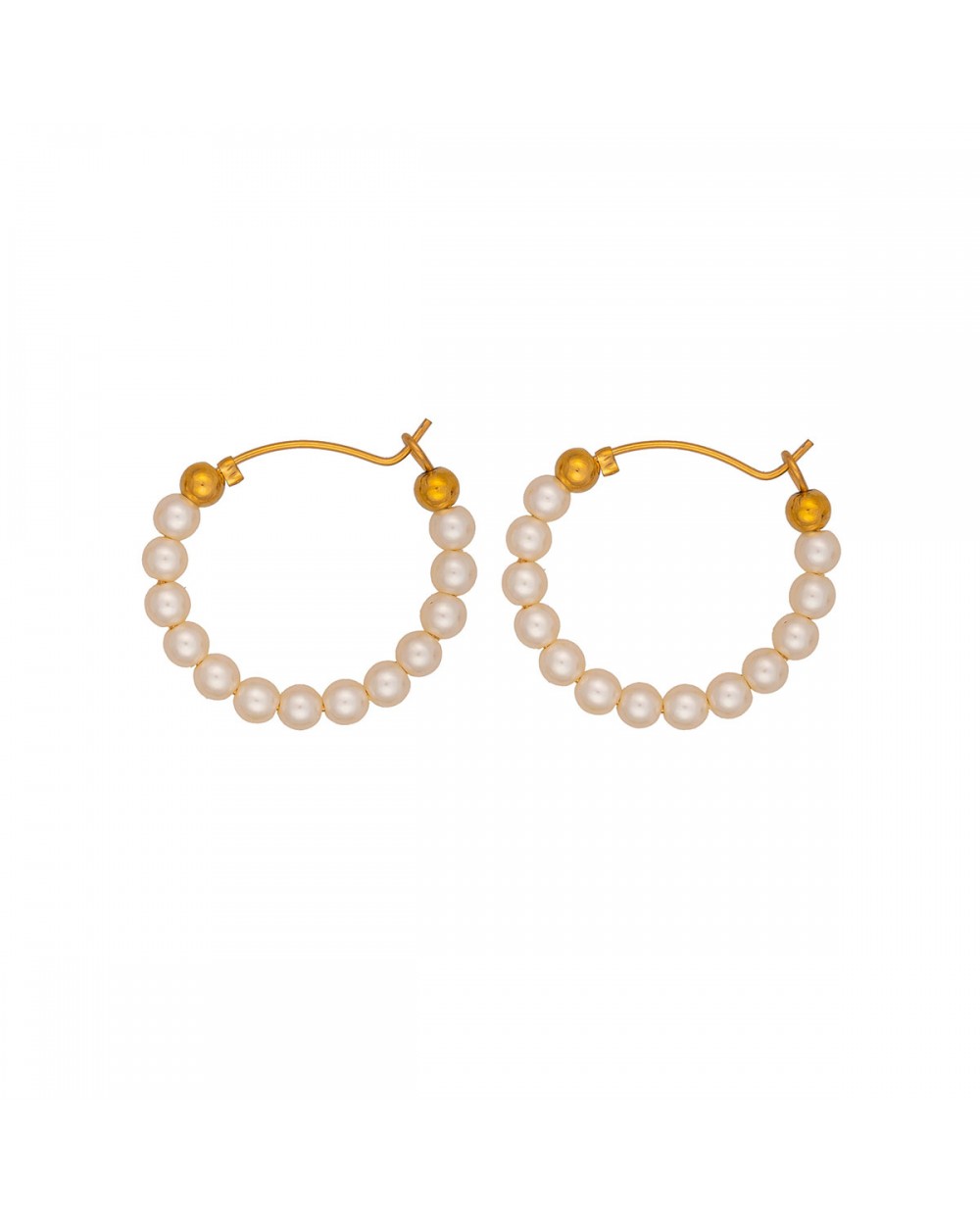 Κρίκοι Excite Fashion Jewellery, από ανοξείδωτο επιχρυσωμένο ατσάλι με κρέμ περλίτσες και επίχρυσες χάντρες. S-1731-01-05-55 Κοσμήματα
