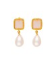 Κομψά κρεμαστά σκουλαρίκια της Excite Fashion Jewellery, με nude τετράγωνη πέτρα, και πέρλα σταγόνα, από ανοξείδωτο ατσάλι. S-1761-12 Κοσμήματα Κομψά κρεμαστά σκουλαρίκια της Excite Fashion Jewellery, με nude τετράγωνη πέτρα, και πέρλα σταγόνα, από ανοξείδωτο ατσάλι. S-1761-12 Κοσμήματα