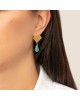 Χειροποίητα κρεμαστά σκουλαρίκια της Excite Fashion Jewellery, ανάγλυφο επίχρυσο μοτίφ, πράσινη κρεμαστή σταγόνα, από ανοξείδωτο ατσάλι. S-1763-08 Κοσμήματα Χειροποίητα κρεμαστά σκουλαρίκια της Excite Fashion Jewellery, ανάγλυφο επίχρυσο μοτίφ, πράσινη κρεμαστή σταγόνα, από ανοξείδωτο ατσάλι. S-1763-08 Κοσμήματα