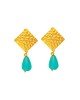 Χειροποίητα κρεμαστά σκουλαρίκια της Excite Fashion Jewellery, ανάγλυφο επίχρυσο μοτίφ, πράσινη κρεμαστή σταγόνα, από ανοξείδωτο ατσάλι. S-1763-08 Κοσμήματα Χειροποίητα κρεμαστά σκουλαρίκια της Excite Fashion Jewellery, ανάγλυφο επίχρυσο μοτίφ, πράσινη κρεμαστή σταγόνα, από ανοξείδωτο ατσάλι. S-1763-08 Κοσμήματα