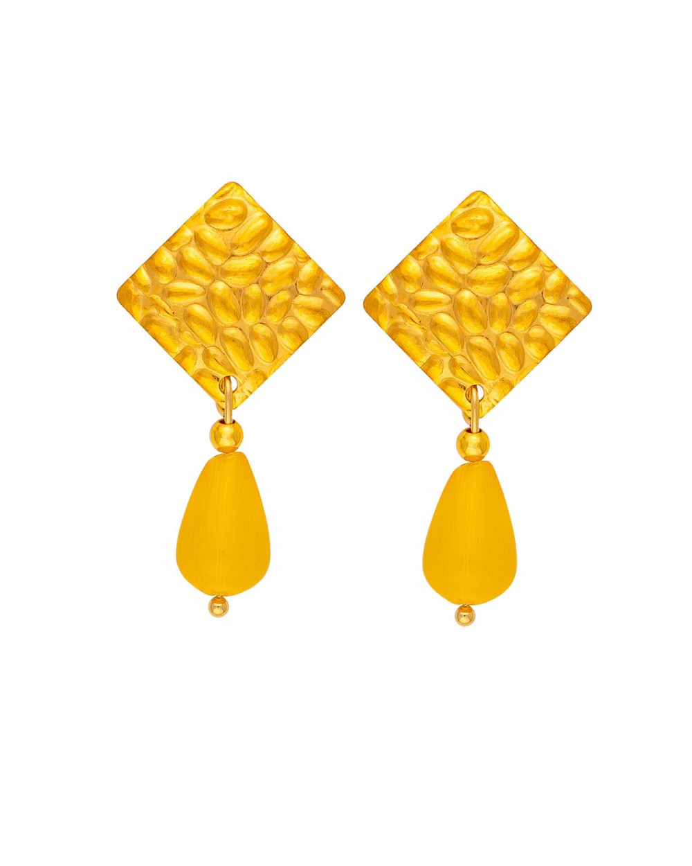 Χειροποίητα κρεμαστά σκουλαρίκια της Excite Fashion Jewellery, ανάγλυφο επίχρυσο μοτίφ, κίτρινη κρεμαστή σταγόνα, από ανοξείδωτο ατσάλι. S-1763-16 Κοσμήματα Χειροποίητα κρεμαστά σκουλαρίκια της Excite Fashion Jewellery, ανάγλυφο επίχρυσο μοτίφ, κίτρινη κρεμαστή σταγόνα, από ανοξείδωτο ατσάλι. S-1763-16 Κοσμήματα
