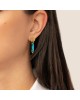 Κομψά κρεμαστά σκουλαρίκια της Excite Fashion Jewellery, επίχρυσο στρογγυλό στοιχείο, τιρκουάζ κρύσταλλο, από ανοξείδωτο ατσάλι. S-1765-07 Κοσμήματα