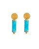 Κομψά κρεμαστά σκουλαρίκια της Excite Fashion Jewellery, επίχρυσο στρογγυλό στοιχείο, τιρκουάζ κρύσταλλο, από ανοξείδωτο ατσάλι. S-1765-07 Κοσμήματα