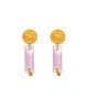 Κομψά κρεμαστά σκουλαρίκια της Excite Fashion Jewellery, επίχρυσο στρογγυλό στοιχείο, ροζ κρεμαστό κρυσταλλο, από ανοξείδωτο ατσάλι. S-1765-11 Κοσμήματα