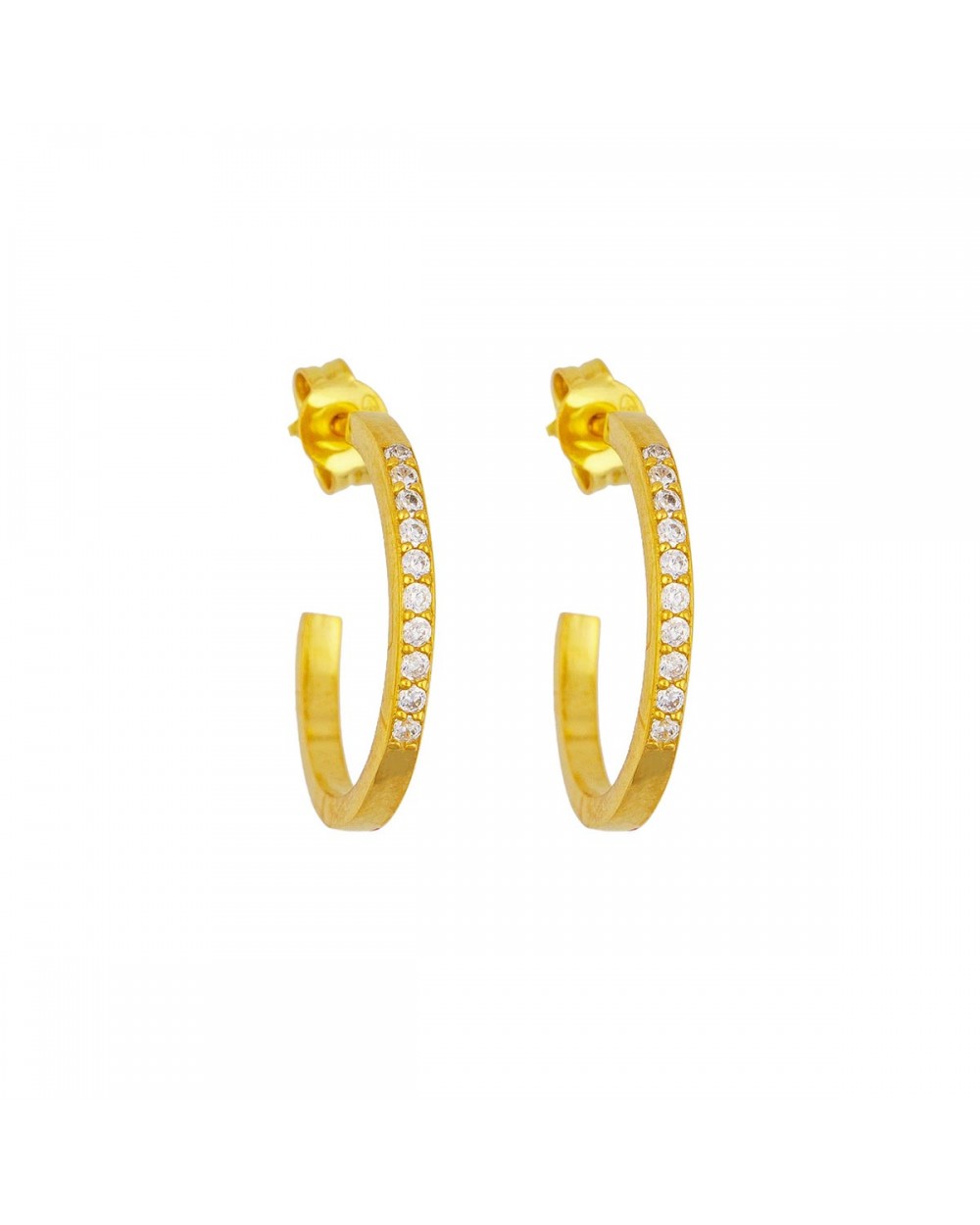 Κρίκοι Excite Fashion Jewellery με λευκά ζιργκόν από επιχρυσωμένο ασήμι 925. S-25-AS-G-75 Κοσμήματα Κρίκοι Excite Fashion Jewellery με λευκά ζιργκόν από επιχρυσωμένο ασήμι 925. S-25-AS-G-75 Κοσμήματα