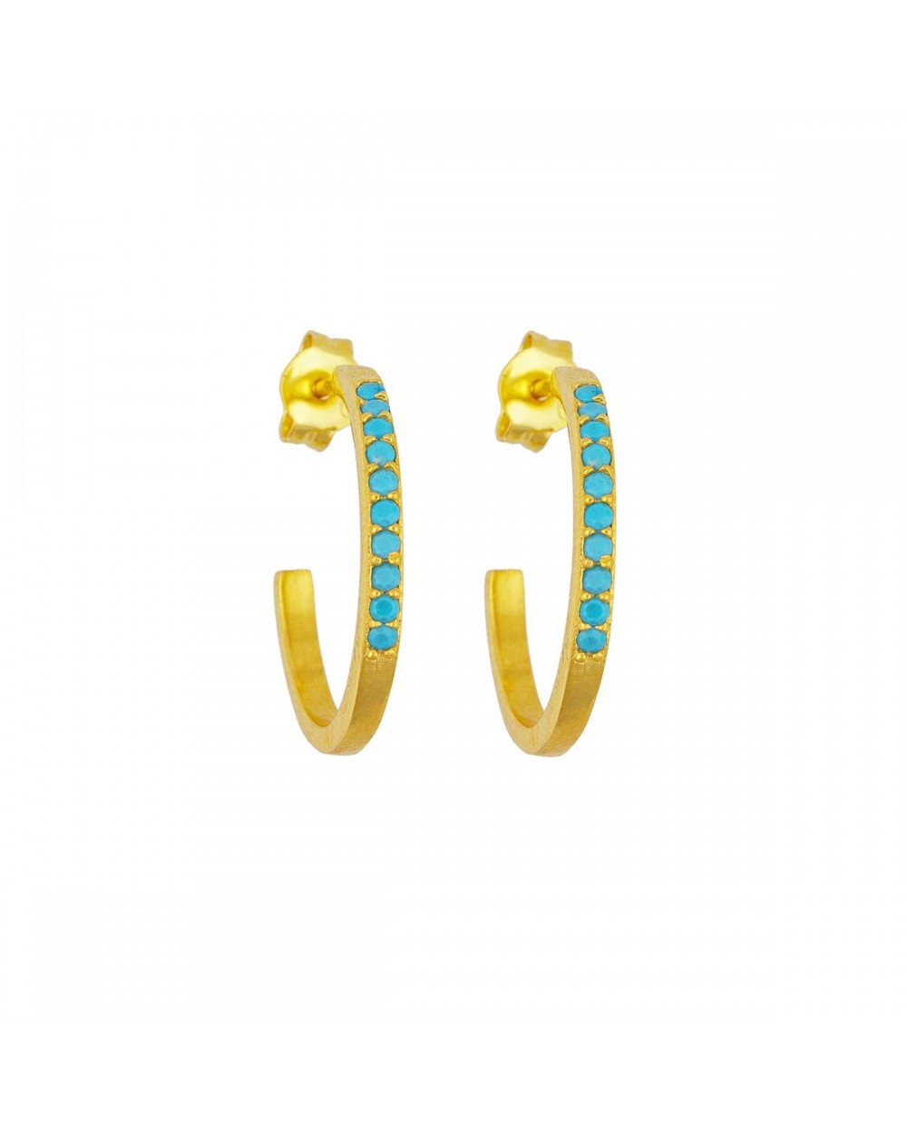 Σκουλαρίκια Excite Fashion Jewellery επιχρυσωμένο ασήμι 925, κρίκοι με τιρκουάζ ζιργκόν. S-25-TYRK-G-75 Κοσμήματα Σκουλαρίκια Excite Fashion Jewellery επιχρυσωμένο ασήμι 925, κρίκοι με τιρκουάζ ζιργκόν. S-25-TYRK-G-75 Κοσμήματα