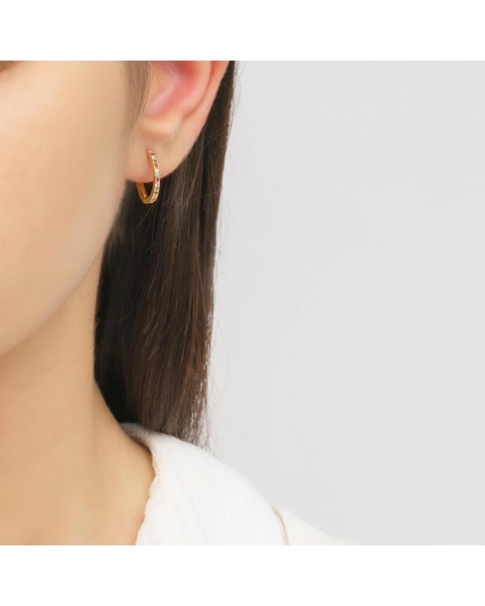 Κρικάκια Excite Fashion Jewellery από επιχρυσωμένο ασήμι 925 με χρωματιστά ζιργκόν. S-40-MULTI-G-71 Κοσμήματα Κρικάκια Excite Fashion Jewellery από επιχρυσωμένο ασήμι 925 με χρωματιστά ζιργκόν. S-40-MULTI-G-71 Κοσμήματα