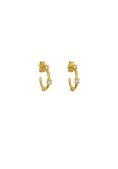 Κρικάκια Excite Fashion Jewellery επιχρυσωμένα απο ασήμι 925 με λευκά ζιργκόν. S-47-G-38 Κρικάκια Excite Fashion Jewellery επιχρυσωμένα απο ασήμι 925 με λευκά ζιργκόν. S-47-G-38