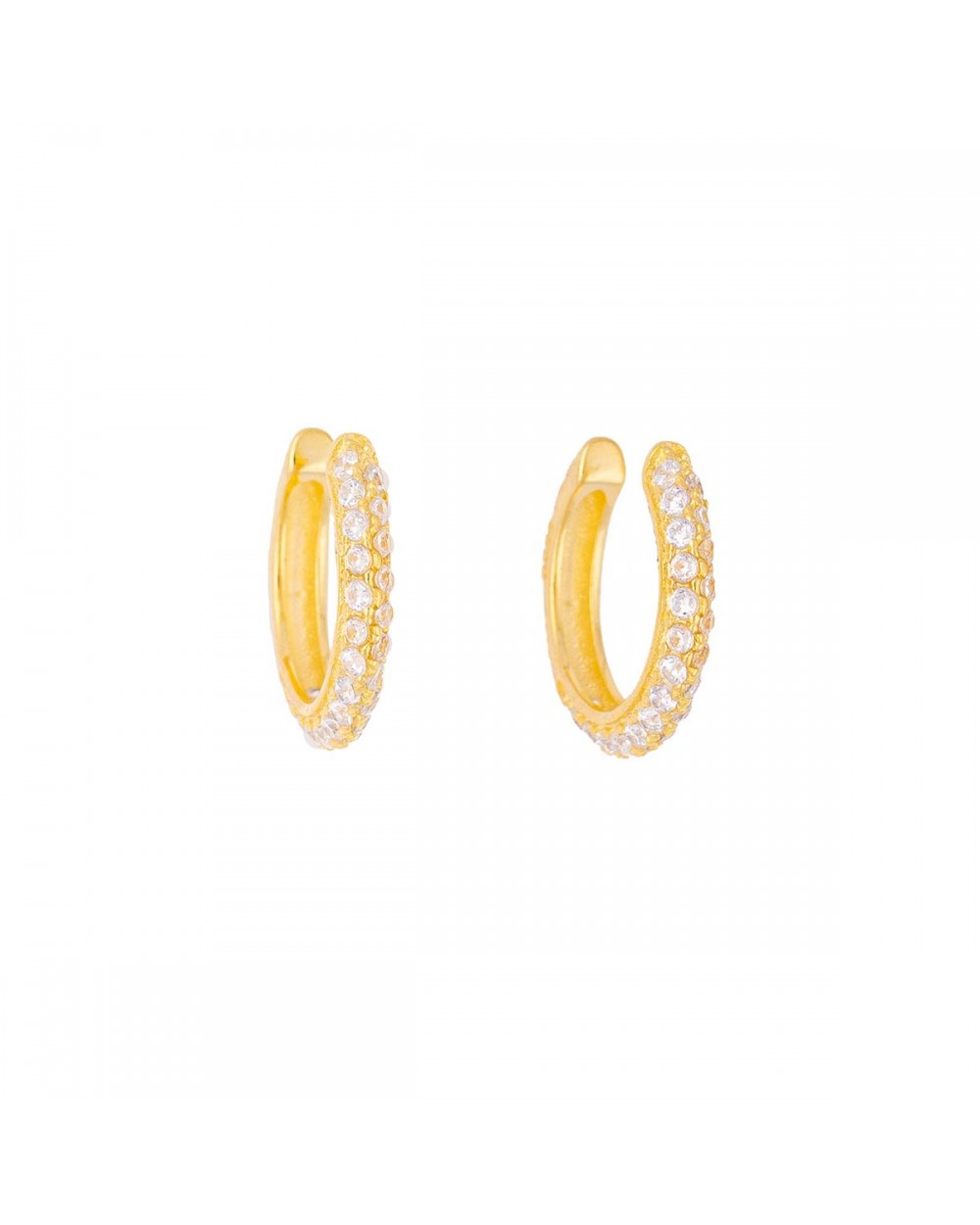 Κρίκος ear cuff ασήμι 925, κίτρινο επιχρύσωμα, με λευκά ζιργκόν, της Excite Fashion Jewellery. S-53-G-45 Κοσμήματα Κρίκος ear cuff ασήμι 925, κίτρινο επιχρύσωμα, με λευκά ζιργκόν, της Excite Fashion Jewellery. S-53-G-45 Κοσμήματα