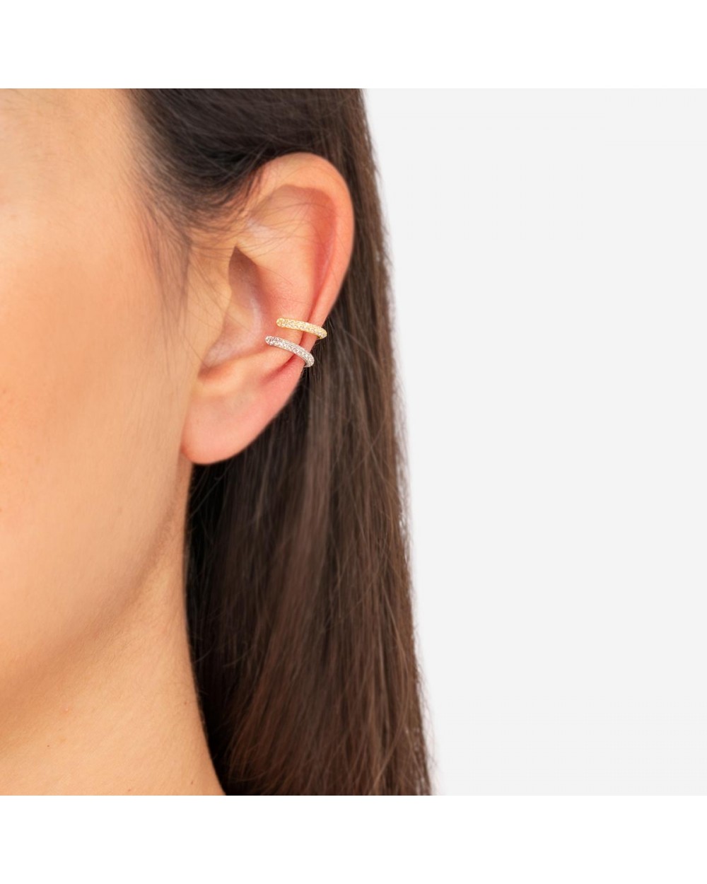 Κρίκος ear cuff επιπλατινωμένο ασήμι 925, με λευκά ζιργκόν, της Excite Fashion Jewellery. S-53-S-45 Κοσμήματα Κρίκος ear cuff επιπλατινωμένο ασήμι 925, με λευκά ζιργκόν, της Excite Fashion Jewellery. S-53-S-45 Κοσμήματα