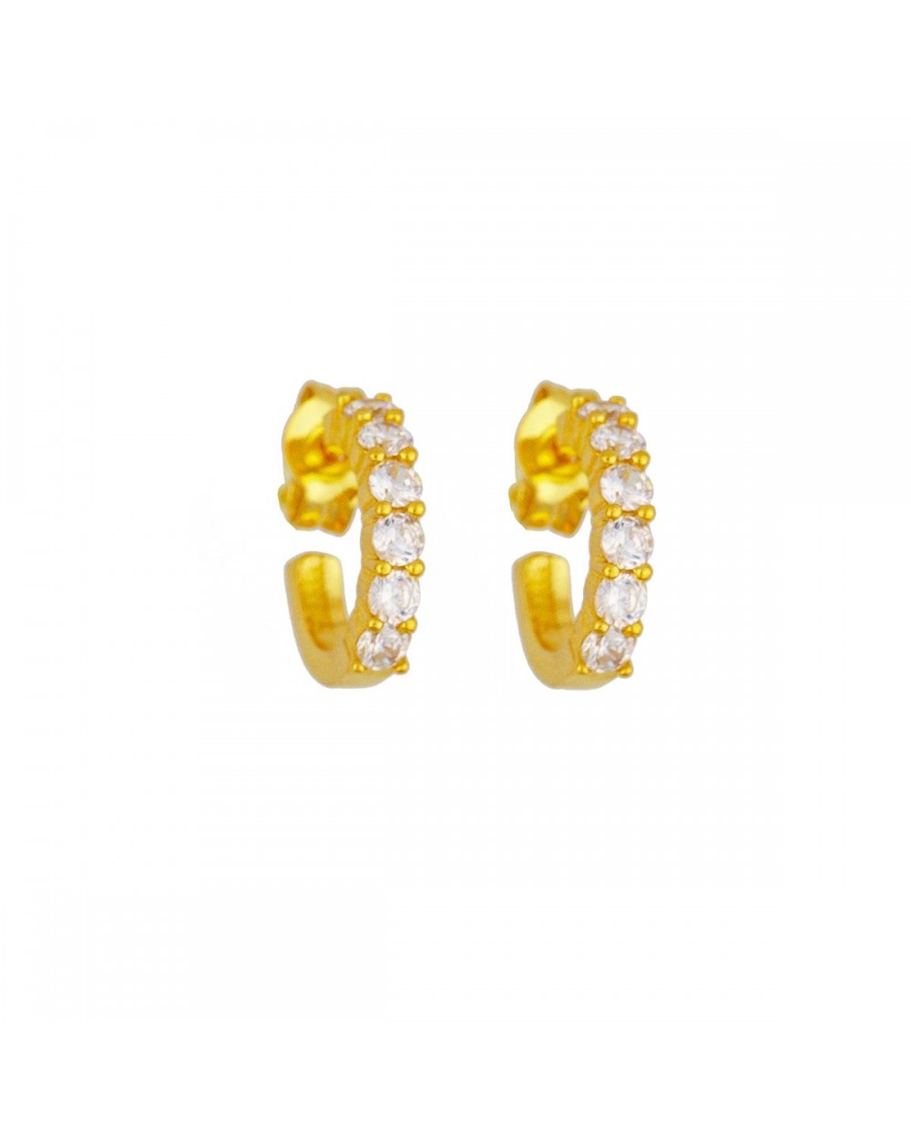 Σκουλαρίκια Excite Fashion Jewellery, καρφωτά κρικάκια με λευκά ζιργκόν από επιχρυσωμένο ασήμι 925. S-79-AS-G-75 Κοσμήματα Σκουλαρίκια Excite Fashion Jewellery, καρφωτά κρικάκια με λευκά ζιργκόν από επιχρυσωμένο ασήμι 925. S-79-AS-G-75 Κοσμήματα