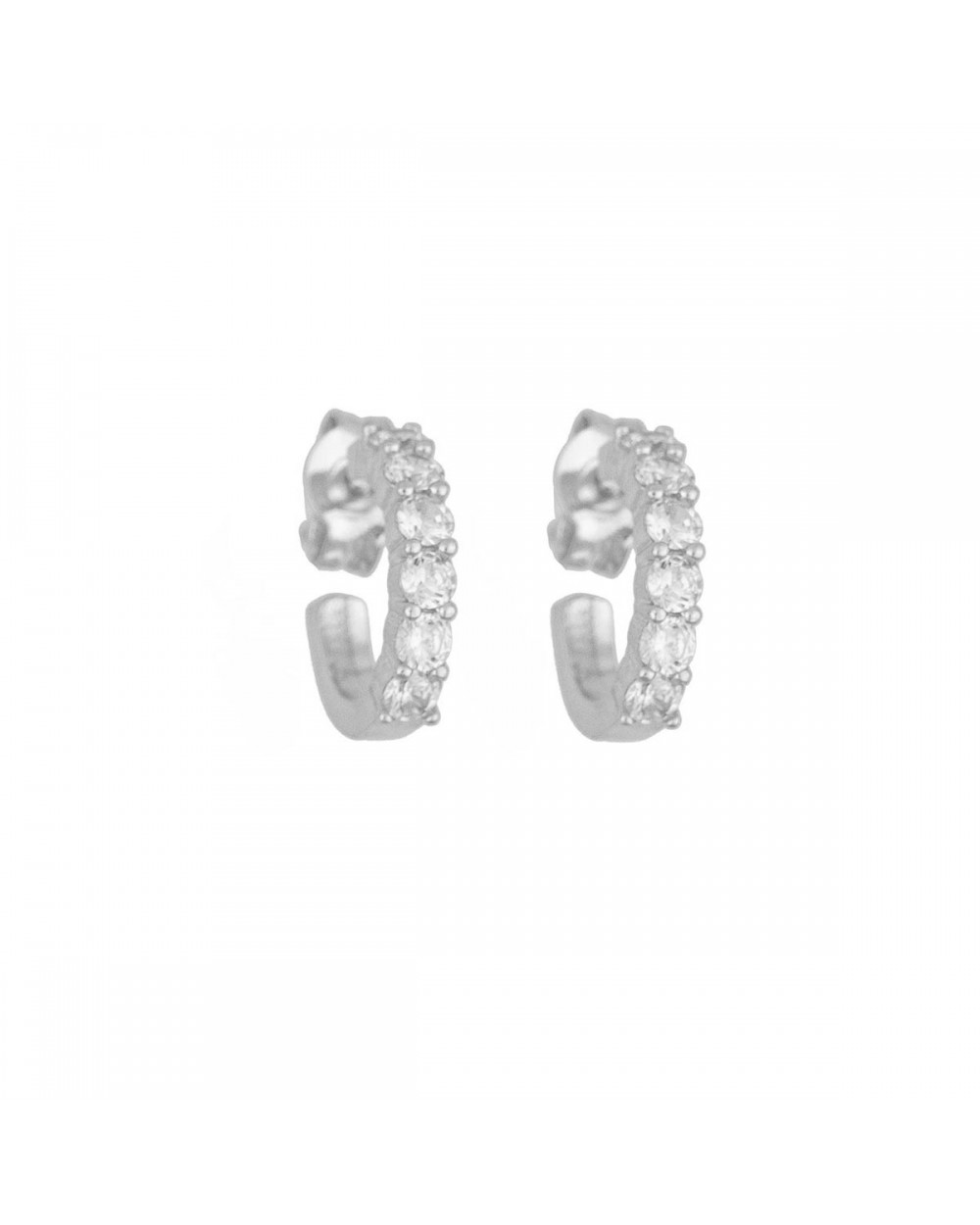 Σκουλαρίκια Excite Fashion Jewellery καρφωτά κρικάκια με λευκά ζιργκόν από επιπλατινωμένο ασήμι 925. S-79-AS-S-75 Κοσμήματα Σκουλαρίκια Excite Fashion Jewellery καρφωτά κρικάκια με λευκά ζιργκόν από επιπλατινωμένο ασήμι 925. S-79-AS-S-75 Κοσμήματα