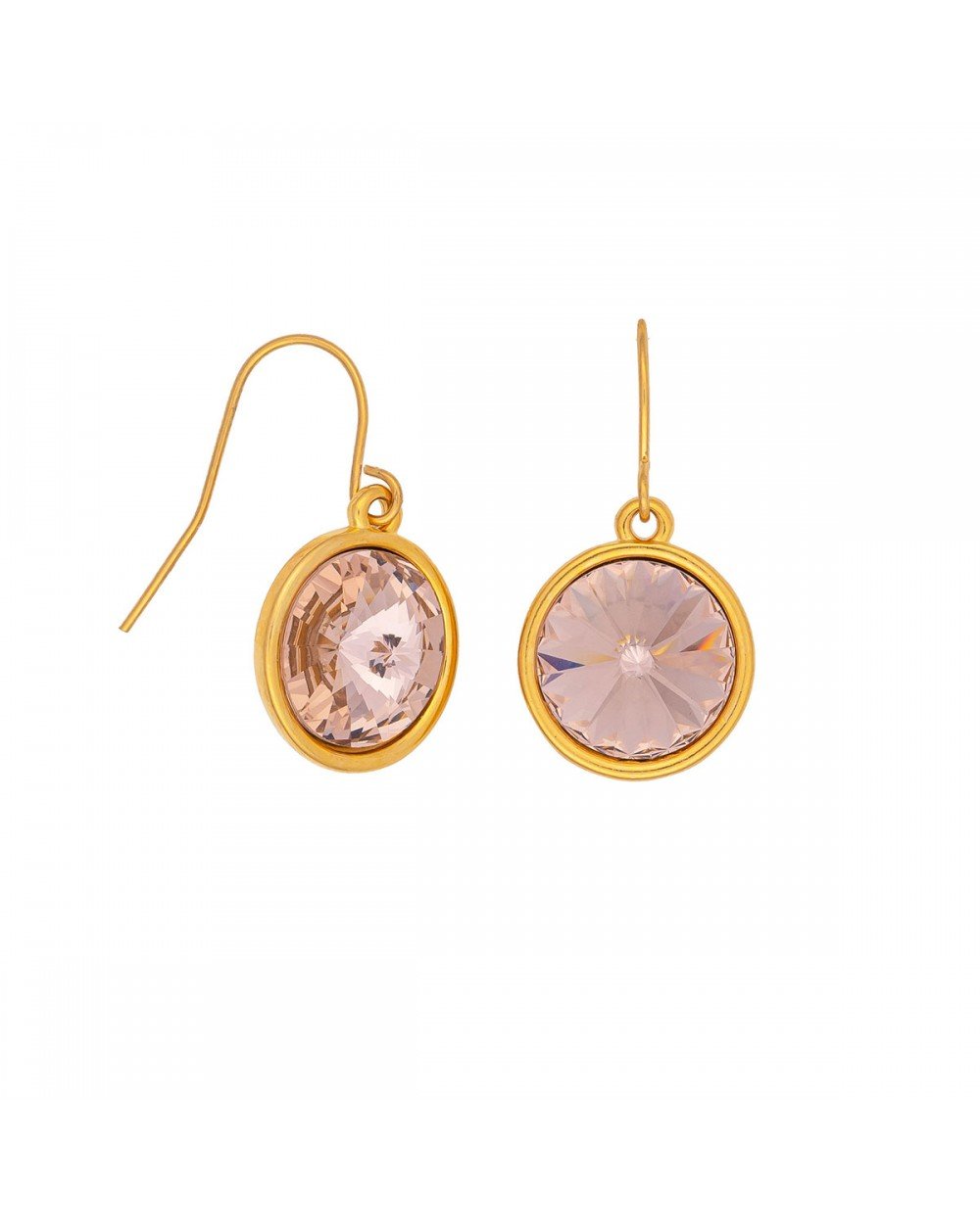 Χειροποίητα σκουλαρίκια Excite Fashion Jewellery με ροζ παλ κρύσταλλο  από επιχρυσωμένο ατσάλι. S-848-01-11-5 Κοσμήματα