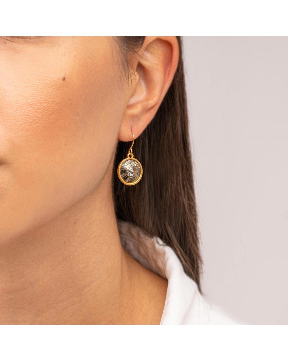 Χειροποίητα σκουλαρίκια Excite Fashion Jewellery, μελί με ασημένιες σταγόνες κρύσταλλο Swarovski από επιχρυσωμένο ατσάλι S-848-01-45-5 Κοσμήματα Χειροποίητα σκουλαρίκια Excite Fashion Jewellery, μελί με ασημένιες σταγόνες κρύσταλλο Swarovski από επιχρυσωμένο ατσάλι S-848-01-45-5 Κοσμήματα