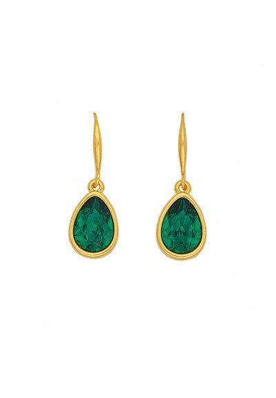 Χειροποίητα επιχρυσωμένα σκουλαρίκια Excite Fashion Jewellery με  κρύσταλλα Swarovski σε πράσινη απόχρωση.  S-852-01-18-8 Χειροποίητα επιχρυσωμένα σκουλαρίκια Excite Fashion Jewellery με  κρύσταλλα Swarovski σε πράσινη απόχρωση.  S-852-01-18-8